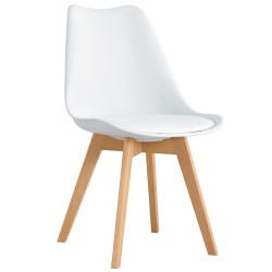 Pack mesa extensível BARCELONA + 6 cadeiras SOPHIE - Branco e Carvalho