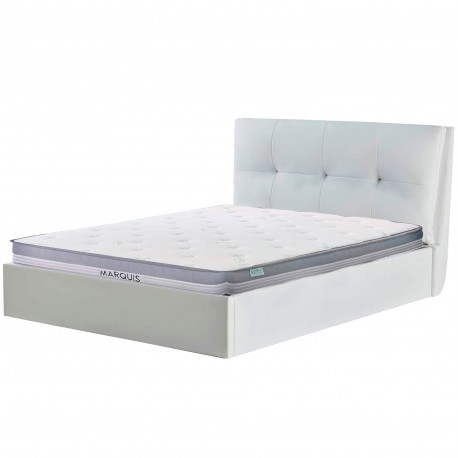 Pack cama de casal RICARDO + colchão MARQUIS - branco