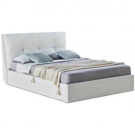 Pack cama de casal RICARDO + colchão MARQUIS - branco