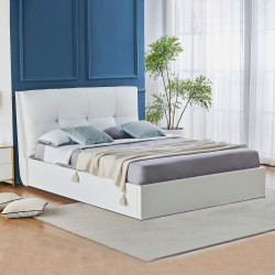 Pack cama de casal RICARDO + colchão MARQUIS - branco