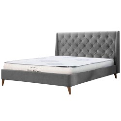 Pack cama de casal ILO + colchão NEW PALACIO - cinzento claro