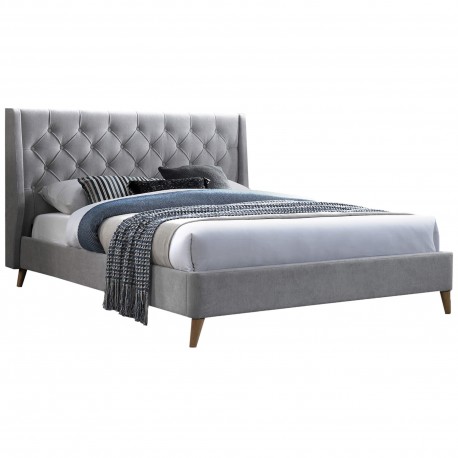 Pack cama de casal ILO + colchão NEW PALACIO - cinzento claro