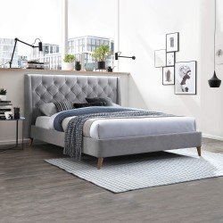 Pack cama de casal ILO + colchão NEW PALACIO - cinzento claro