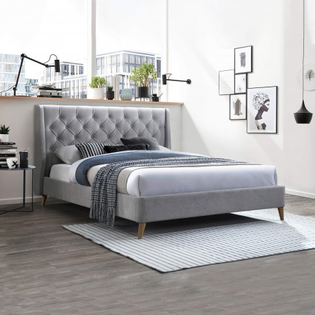 Pack cama de casal ILO + colchão NEW PALACIO - cinzento claro