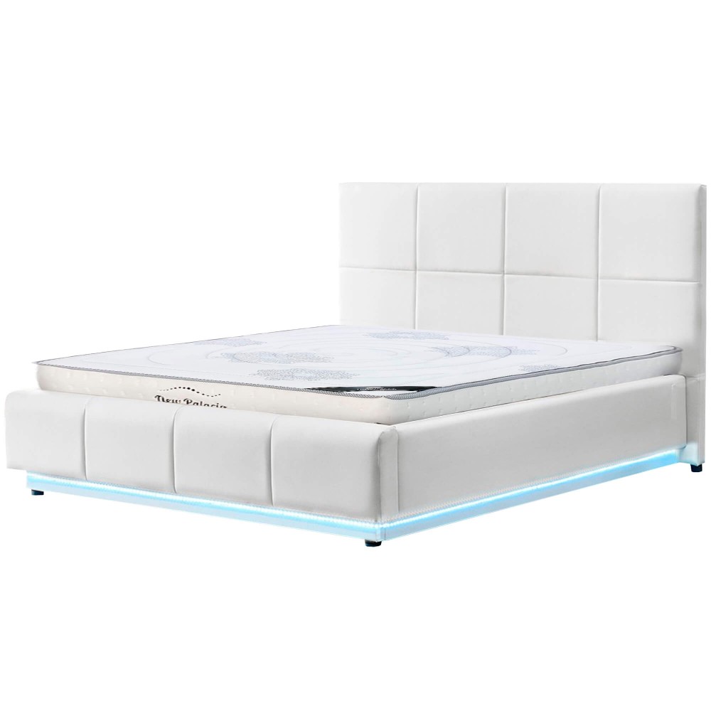 Pack cama de casal elevatória INFINITY II + colchão NEW PALACIO + LED