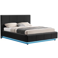 Pack cama de casal elevatória INFINITY II + colchão NEW PALACIO + LED - preto