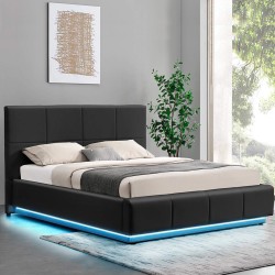 Pack cama de casal elevatória INFINITY II + colchão NEW PALACIO + LED - preto