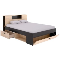 Pack cama de casal COLOMBO + colchão SPRING ROLLER - nat e antracite