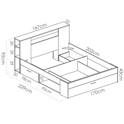 Pack cama de casal COLOMBO + colchão SPRING ROLLER