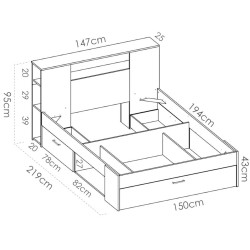 Pack cama de casal COLOMBO + colchão SPRING ROLLER