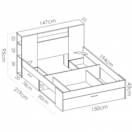 Pack cama de casal COLOMBO + colchão SPRING ROLLER