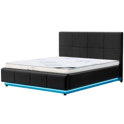 Pack cama de casal elevatória INFINITY II + colchão NEW PALACIO + LED - preto