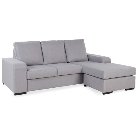 Sofá chaise lounge reversivel GALIZA - cinzento claro