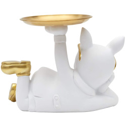 Bandeja decorativa BULLDOG III - branco e dourado