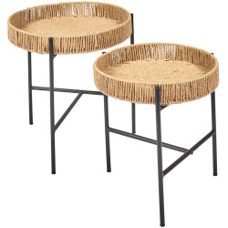 Conjunto de mesas de apoio PAMPA - rattan e preto