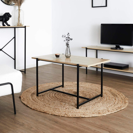 Mesa de centro alta LOKA - carvalho e preto