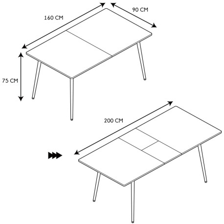 Mesa extensível PAXTON (160-200cm) - carvalho