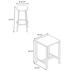 Conjunto de mesa e 2 bancos altos LOKA - Table and Chair Sets