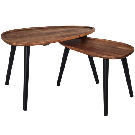 Conjunto de 2 mesas de apoio triangulares ACACIA - carvalho escuro