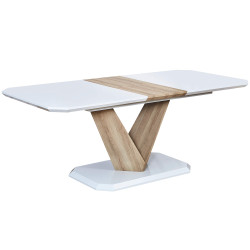 Pack mesa GENOVA + 4 cadeiras ZIGZAG - branco e carvalho Pack mesa GENOVA + 4 cadeiras ZIGZAG - branco e carvalho