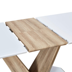 Pack mesa GENOVA + 4 cadeiras ZIGZAG - branco e carvalho Pack mesa GENOVA + 4 cadeiras ZIGZAG - branco e carvalho