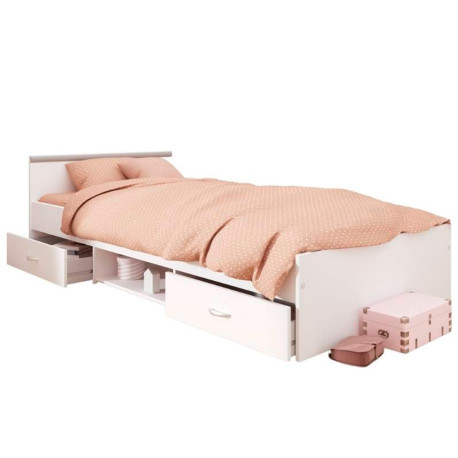 Pack cama de solteiro ROMEO + colchão SPRING ROLLER - branco