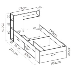 Pack cama de solteiro COLOMBO + colchão SPRING ROLLER