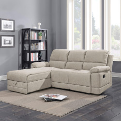 Sofá chaise longue LEON relax manual - branco aveia