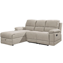 Sofá chaise longue LEON relax manual - branco aveia