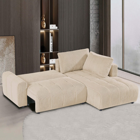 Sofá chaise longue BRAD com cama - marfim