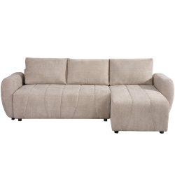 Sofá chaise longue reversível MOLLY com cama - bege