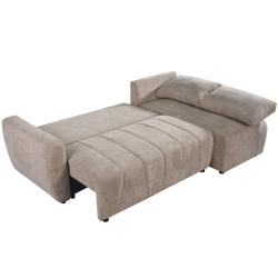 Sofá chaise longue reversível MOLLY com cama - bege