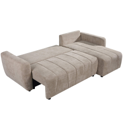 Sofá chaise longue reversível MOLLY com cama - bege