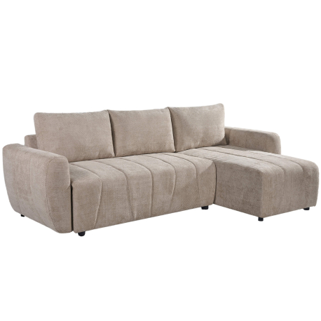 Sofá chaise longue reversível MOLLY com cama - bege