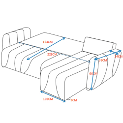 Sofá chaise longue reversível MOLLY com cama e baú