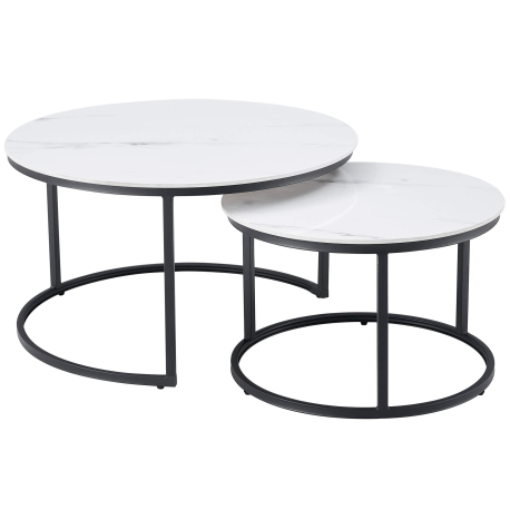 Conjunto de 2 mesas de centro NOLAN II - branco e preto Conjunto de 2 mesas de centro NOLAN II - branco e preto