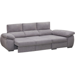 Sofá chaise longue PAMELA com cama e baú - cinzento claro