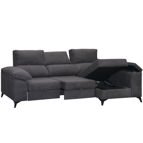 Sofá chaise longue BARON com cama e baú - Sofas with Chaise Longue