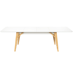 Mesa de jantar extensível ALBA - Branco Mate e Carvalho