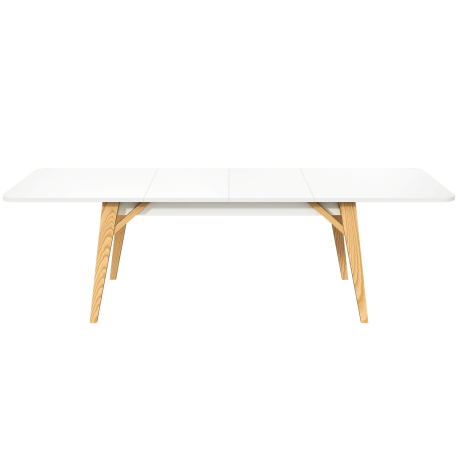 Mesa extensível ALBA (170-270cm) - Branco Mate e Carvalho