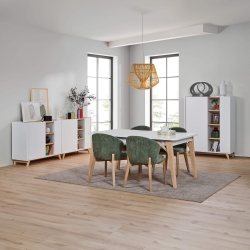 Mesa extensível ALBA (170-270cm) - Branco Mate e Carvalho