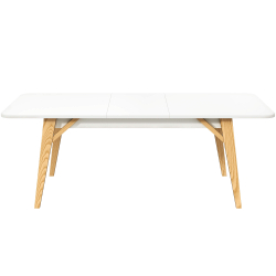 Mesa de jantar extensível ALBA - Branco Mate e Carvalho