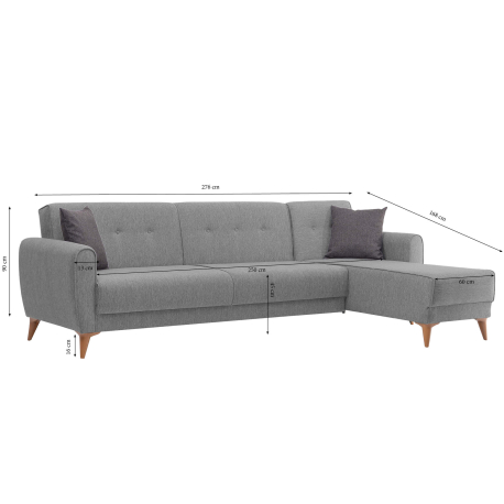 Sofá chaise lounge reversível NIKITA com cama e baú - Sofás de Canto