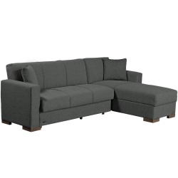 Sofá chaise longue reversível HARRISON com cama e baú - cinzento escuro