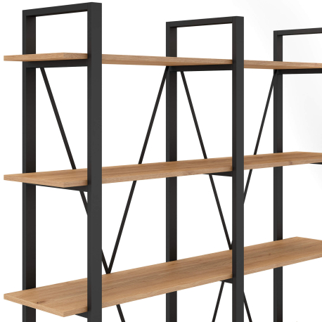 Estante AVIVA com 5 prateleiras - Carvalho e Preto Estante AVIVA com 5 prateleiras - Carvalho e Preto