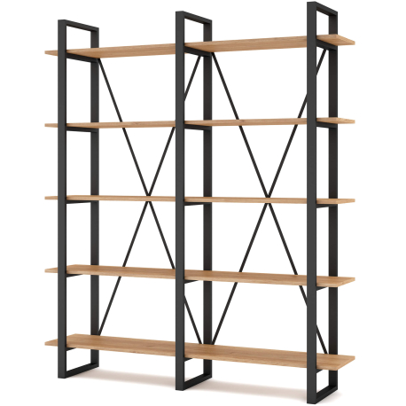 Estante AVIVA com 5 prateleiras - Carvalho e Preto Estante AVIVA com 5 prateleiras - Carvalho e Preto
