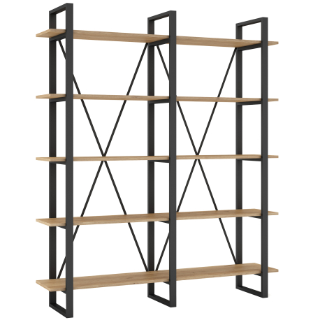 Estante AVIVA com 5 prateleiras - Carvalho e Preto Estante AVIVA com 5 prateleiras - Carvalho e Preto