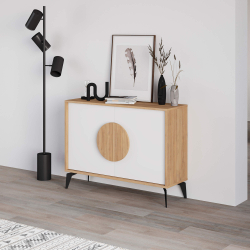 Aparador VAE com 2 portas - carvalho e branco Aparador VAE com 2 portas - carvalho e branco
