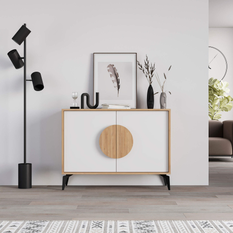 Aparador VAE com 2 portas - carvalho e branco Aparador VAE com 2 portas - carvalho e branco