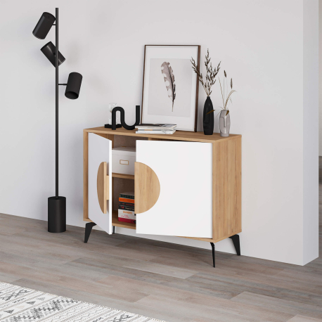Aparador VAE com 2 portas - carvalho e branco Aparador VAE com 2 portas - carvalho e branco